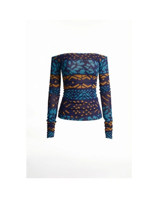 Ofuure Blue Anu Off-Shoulder Top