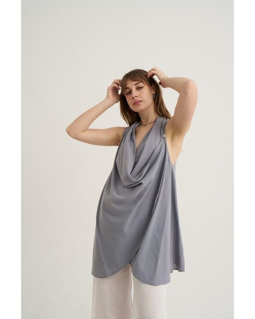 Unexpectedone Blue Wrapped By Waterfall Tunic