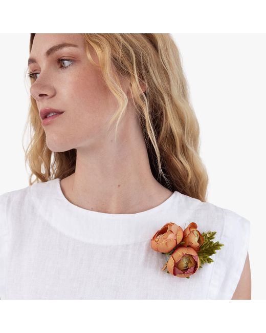 Helena Simon Orange The Ranunculus Floral Brooch