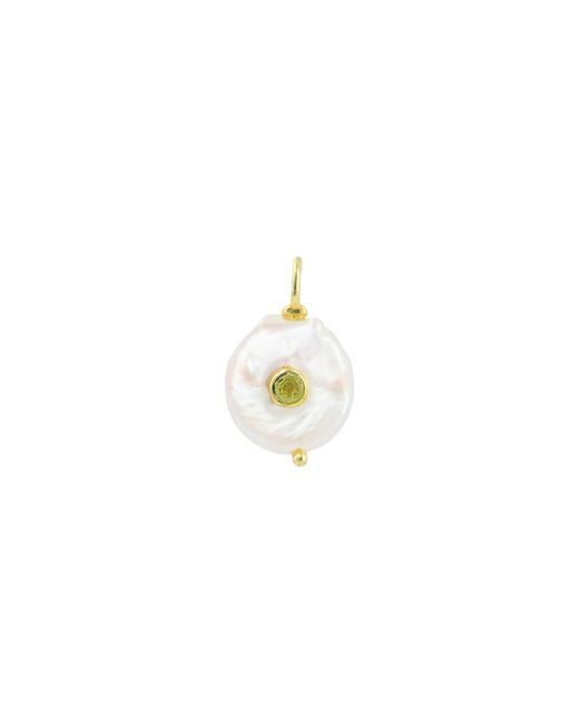 KAMARIA White Pearl Coin Pendant With Inlay Stone