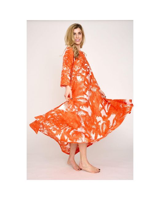 Antra Designs Orange Neon Melikki Cotton Kaftan