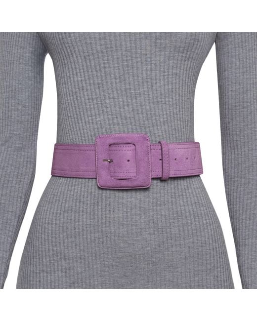 BeltBe Purple Suede Square Buckle Belt