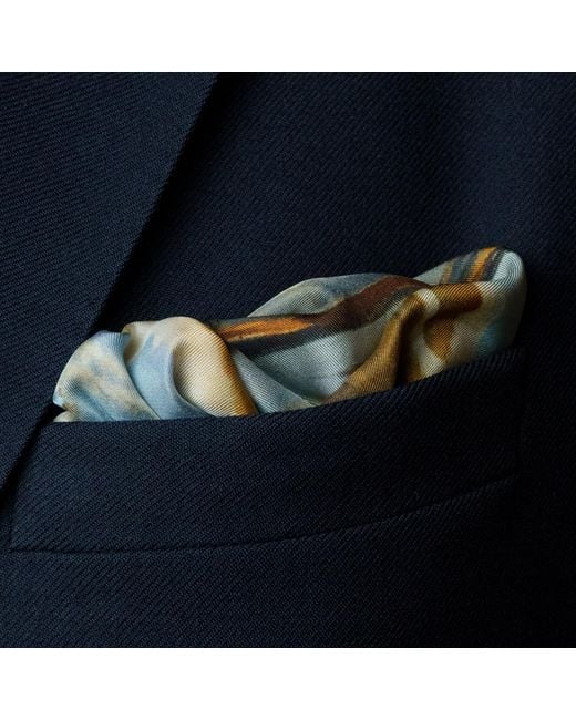 Otway & Orford Blue 'Battle Of Britain' Silk Pocket Square. Full Size for men