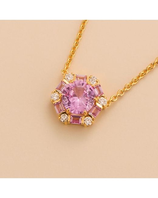 Juvetti Pink Melba Necklace With Sapphire And Diamond