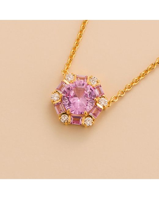 Juvetti Pink Melba Necklace With Sapphire And Diamond