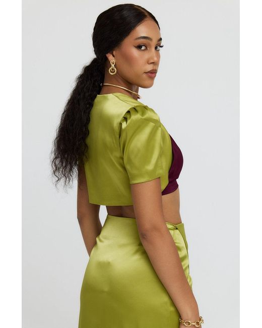 Why Mary Green Victoria Chartreuse Satin Bolero Jacket