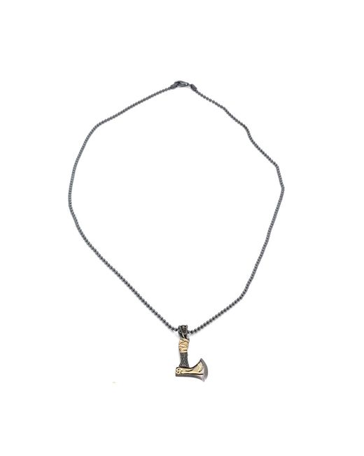 Ebru Jewelry Metallic Viking Warrior Axe Sterling & Pendant Chain Necklace for men