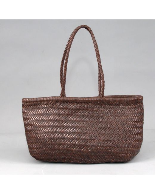 Rimini Brown Zigzag Woven Leather Handbag 'stefania'