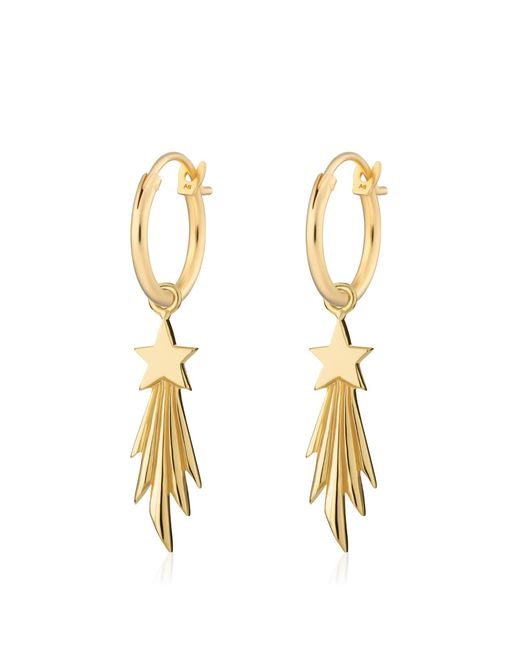 Lily Charmed Metallic Plated Shooting Star Charm Hoop Earrings