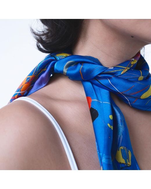 Lilia Munn Blue Mulberry Silk Scarf–