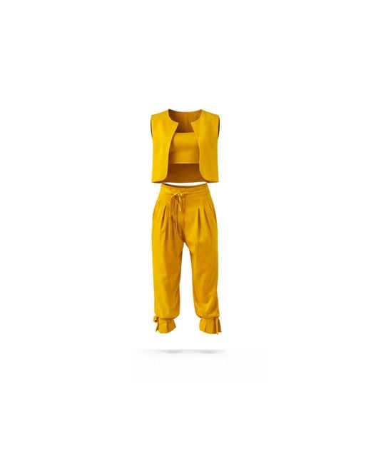 Lumina Eligma Yellow The Arabesque Vest Ensemble – Mustard