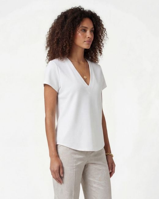 Lords of Harlech White Victoria V-Neck Top