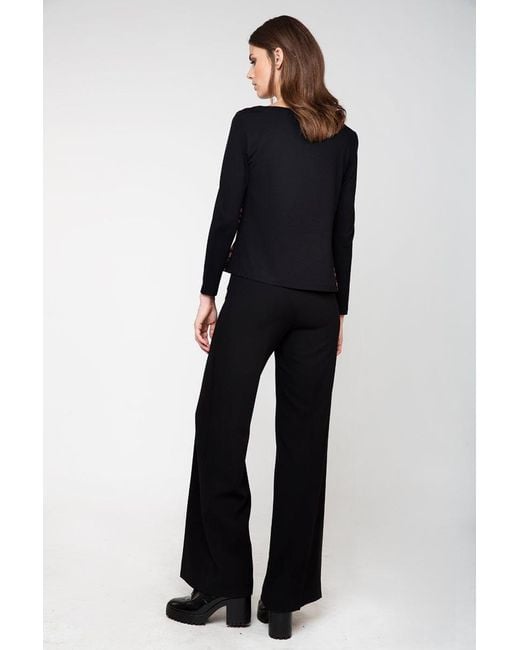 Conquista Brown Silk Detail Long Sleeve Top