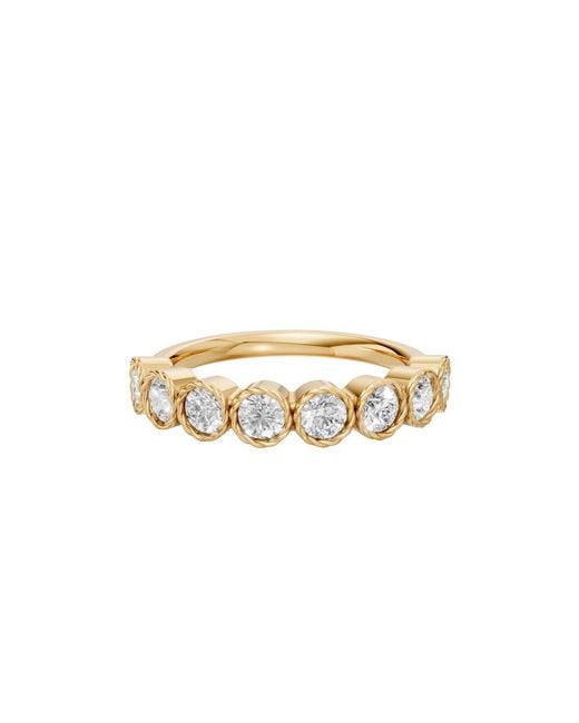 Aya Fine Jewelry Metallic Bezel Set Round Lab Diamond Wedding Half Eternity Band