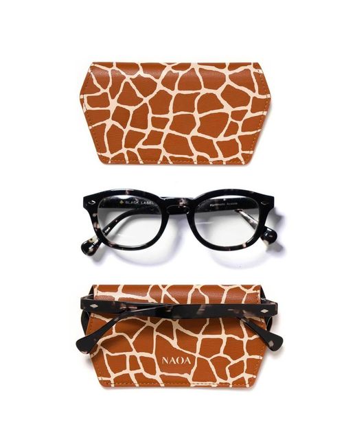 Naoa Brown Neutrals Slim Glasses Case Giraffe Print