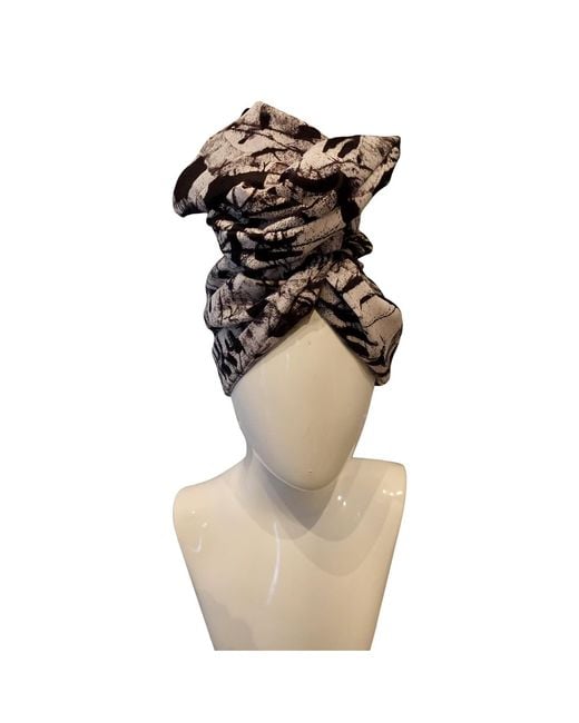 Romer Millinery Black Twisturban Turban & Abstract Print Fluted Edge