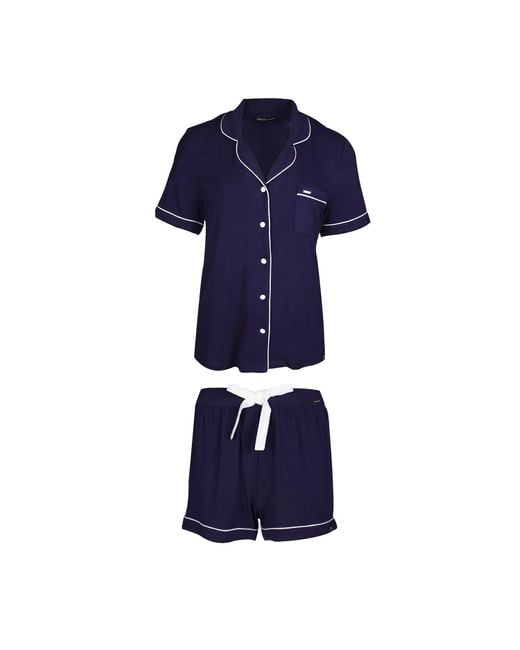 Pretty You London Blue Bamboo Shirt Short Set