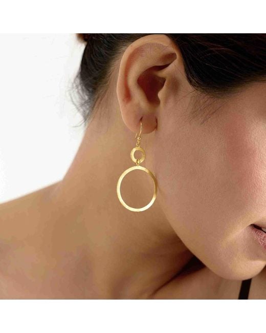 Protsaah Zurich Metallic Shimmering Disks Dual Circle Statement Earrings
