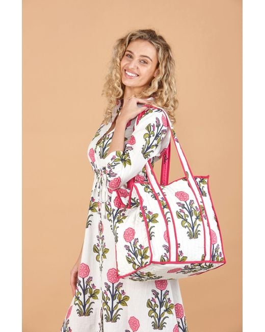 Inara Pink Rosette Bloom Tote Bag