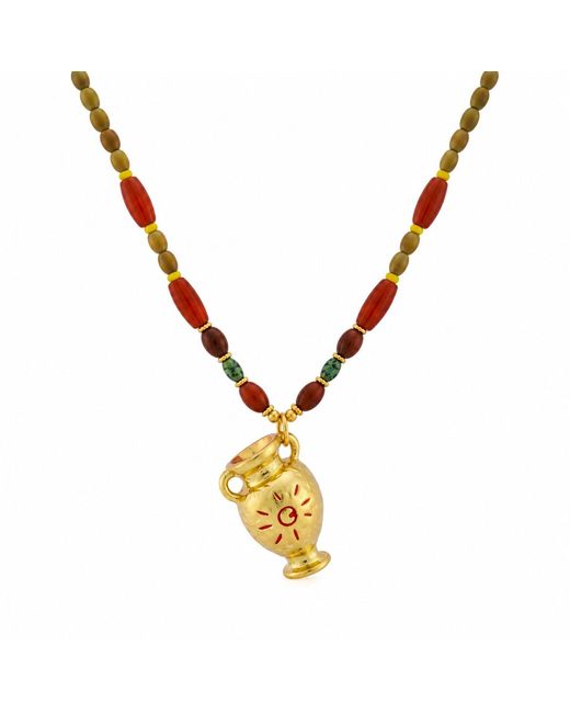 Ormiro Metallic Sunkeeper Amphora Carnelian Beaded Necklace