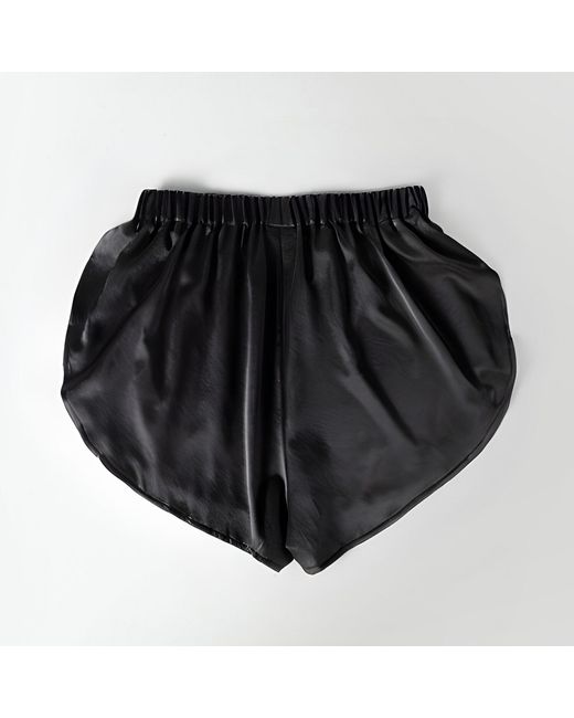 Soft Strokes Silk Black Pure Mulberry Silk Petal Shorts, Mid-Waist, Silk Charmeuse