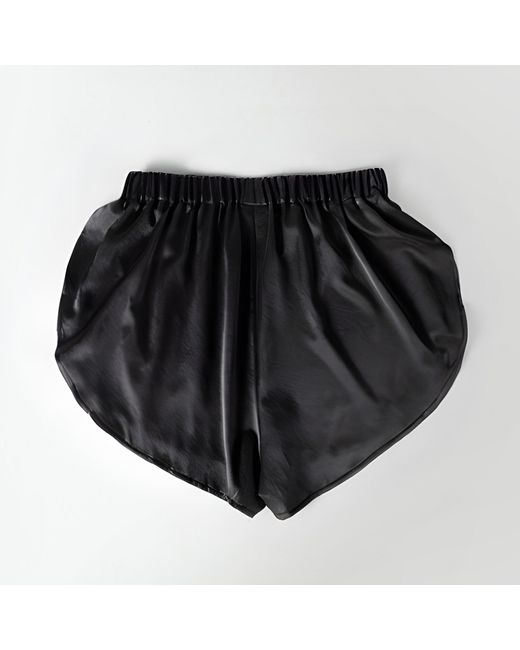 Soft Strokes Silk Black Pure Mulberry Silk Petal Shorts, Mid-Waist, Silk Charmeuse