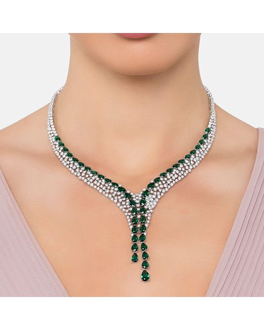 Latelita London Blue Baroness Statement Necklace Emerald