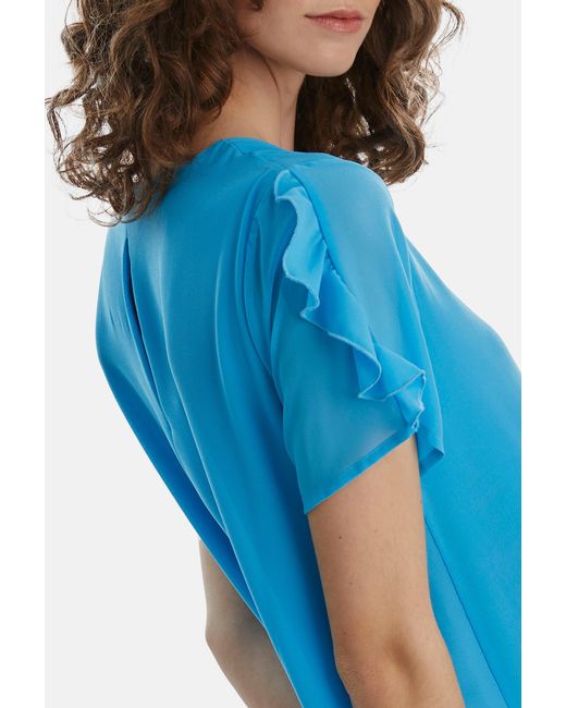 James Lakeland Blue Short Sleeve Wave Hem Dress
