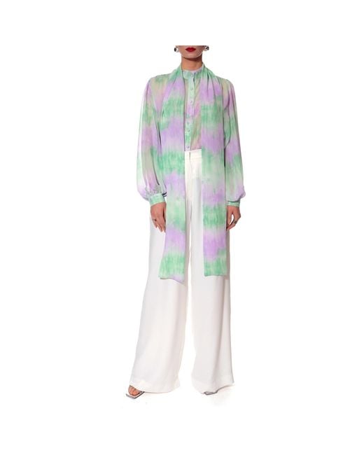 AGGI by HALEWSKI Multicolor Loretta Mint Long Sleeve Chiffon Shirt