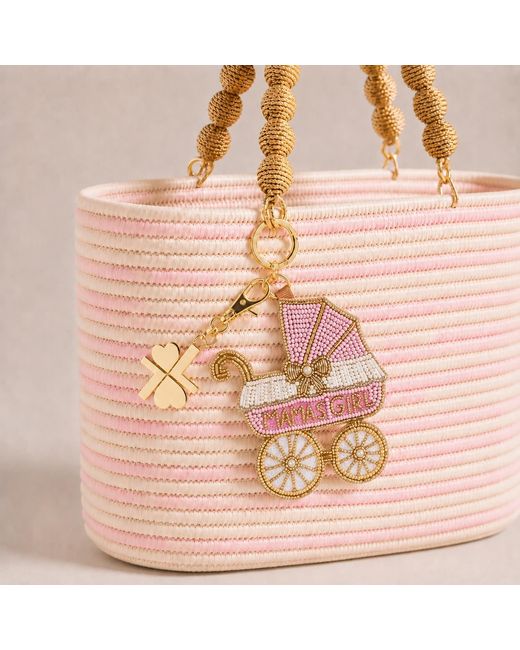 Laines London Metallic Mama's Girl Pram Hand-Beaded Bag Charm