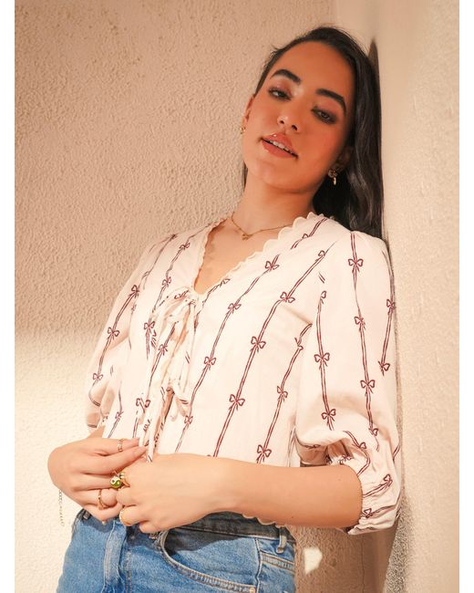 Rose & Nancy Pink Beatrix Cord Embroidered Shirt