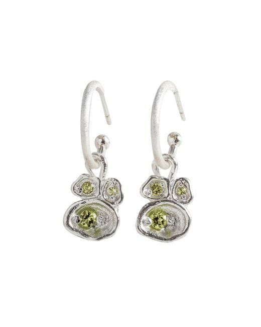 Claire Hill Designs White Peridot Lichen Hoop Earrings