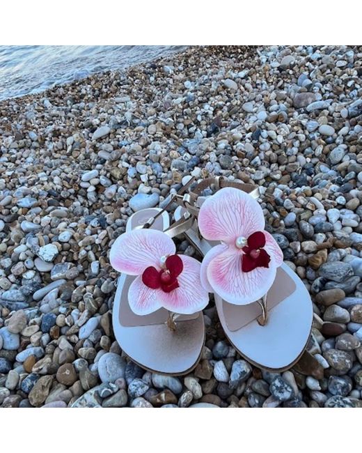 Sibylla Delphica Purple Calanthe Orchid Slide-In Sandals