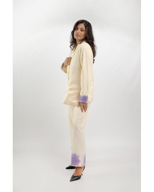 Celeste Mendis Natural Neutrals Manel Blossom Embroidered Suit Set