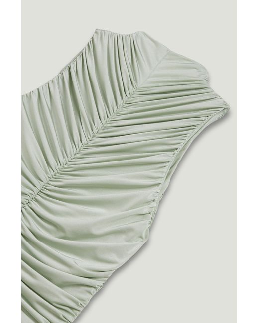 Nocturne Green Draped Stand Collar Maxi Dress