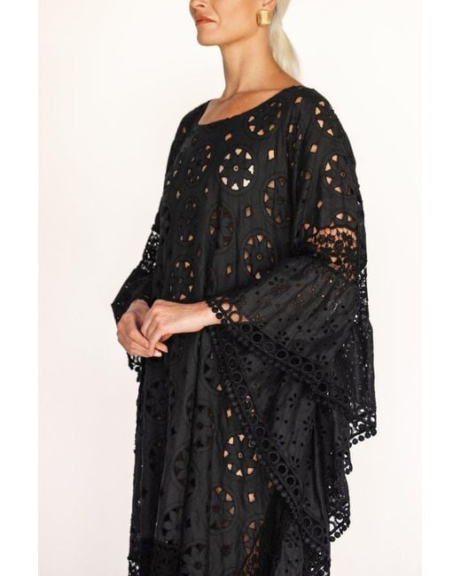 MARICEL Black Alessia Caftan Sangallo Linen