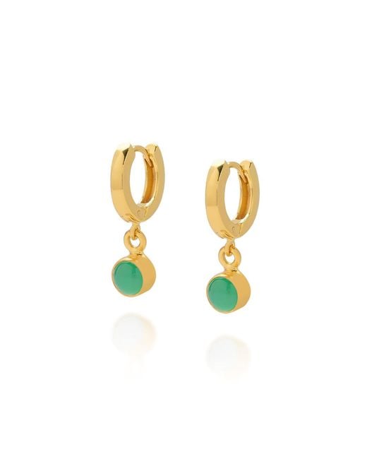 Nellou Jewellery Metallic Gem Hoop May Birthstone Earrings Plated Sterling