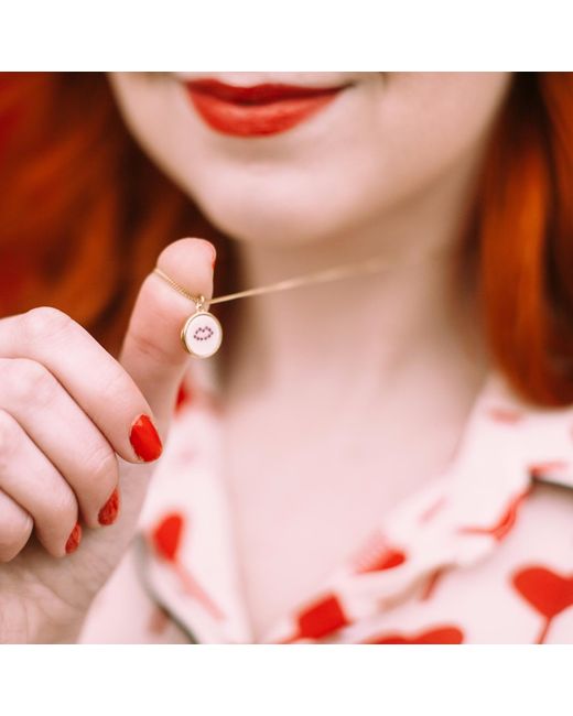 Lee Renee Metallic Ruby Lip Pendant Necklace