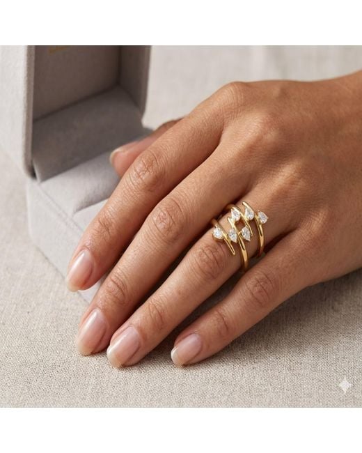 Artisan Metallic 14K Multi Pear Diamond Spiral Statement Ring