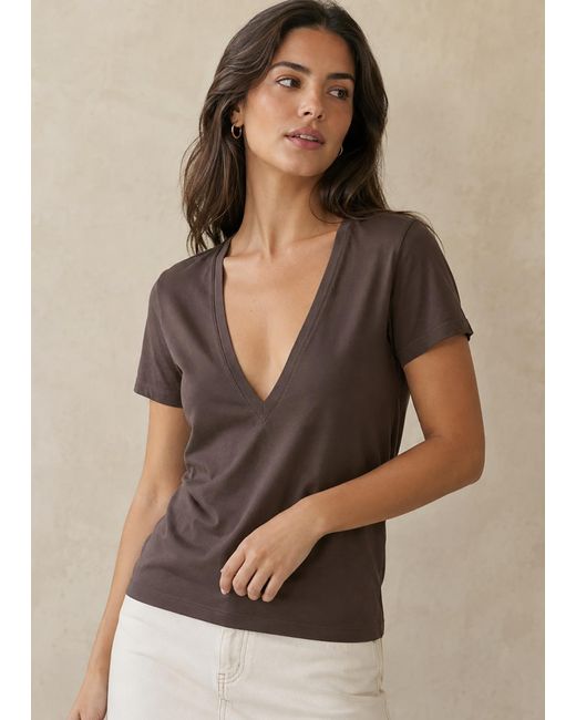 NOEND Black Supima Cotton Deep V-Neck Tee