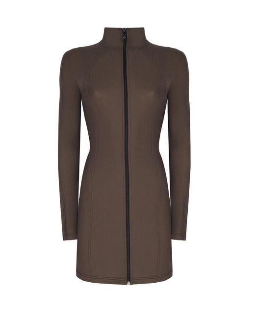 No'design Brown Zip-Up Khaki Mini Dress