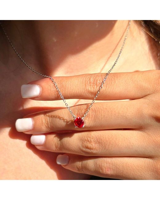 Harfi Pink Ruby Moissanite Crystal Sterling Necklace