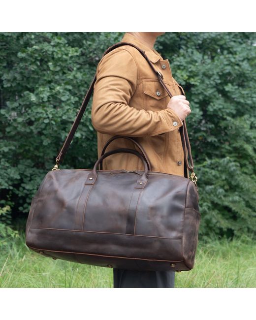 Touri Brown Genuine Leather Duffel for men
