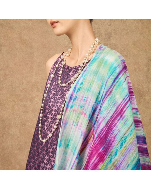 Silk and Bears Purple Brushstroke Hand-Dyed Silk Shawl – Mulberry Silk Wrap