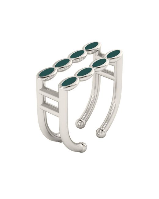 Linda Fiore Metallic Amalei Ring With Dark Enamel