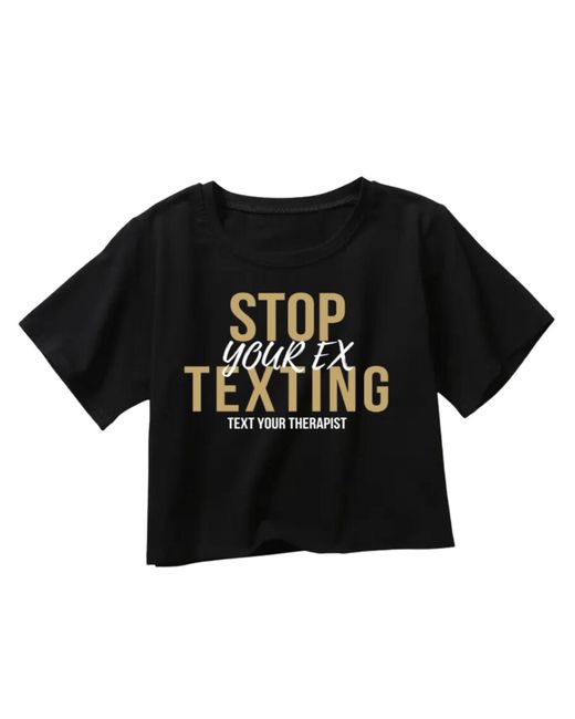 Rejected Hearts Club Black Stop Texting Your Ex Crop T Shirt