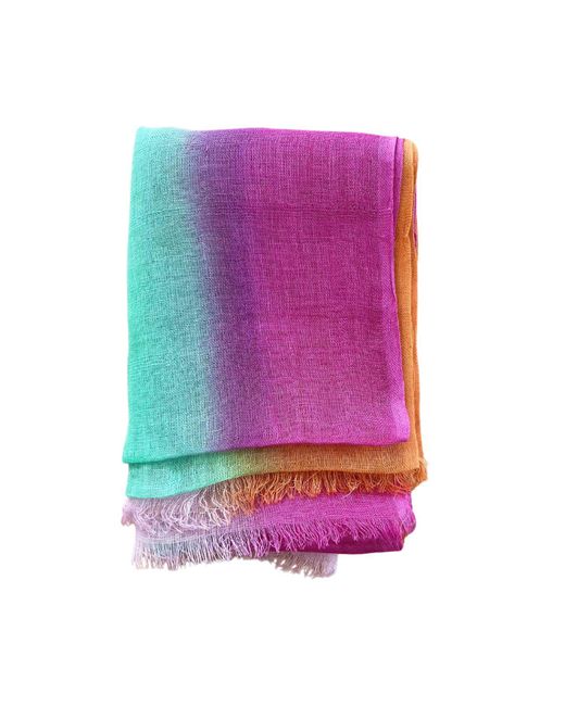 Heritagemoda Pink Tie-Dye Linen Scarf – Handmade Summer Wrap Accessory