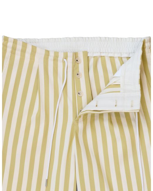 Gresham Blake White Neutrals Ecru Stripe Drawstring Trouser for men