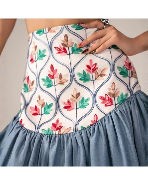 Collected Xx Blue Patchwork Skirt