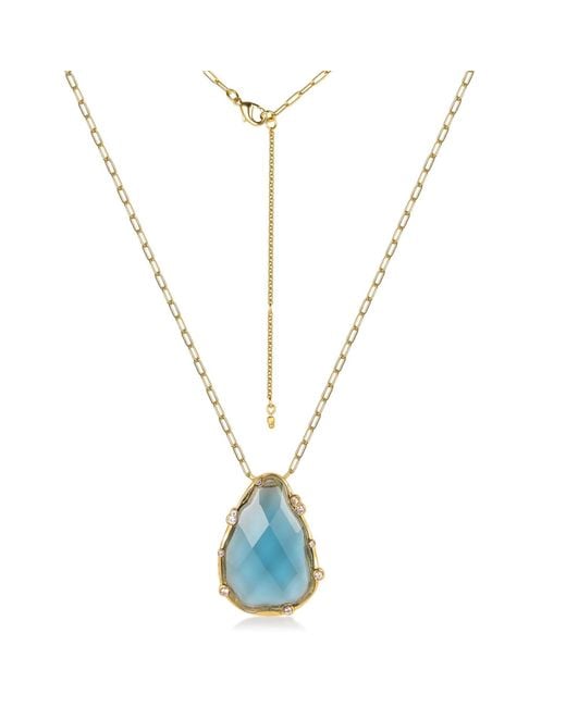 Rare Matters Jewelry Blue Gemstone Teardrop Necklace